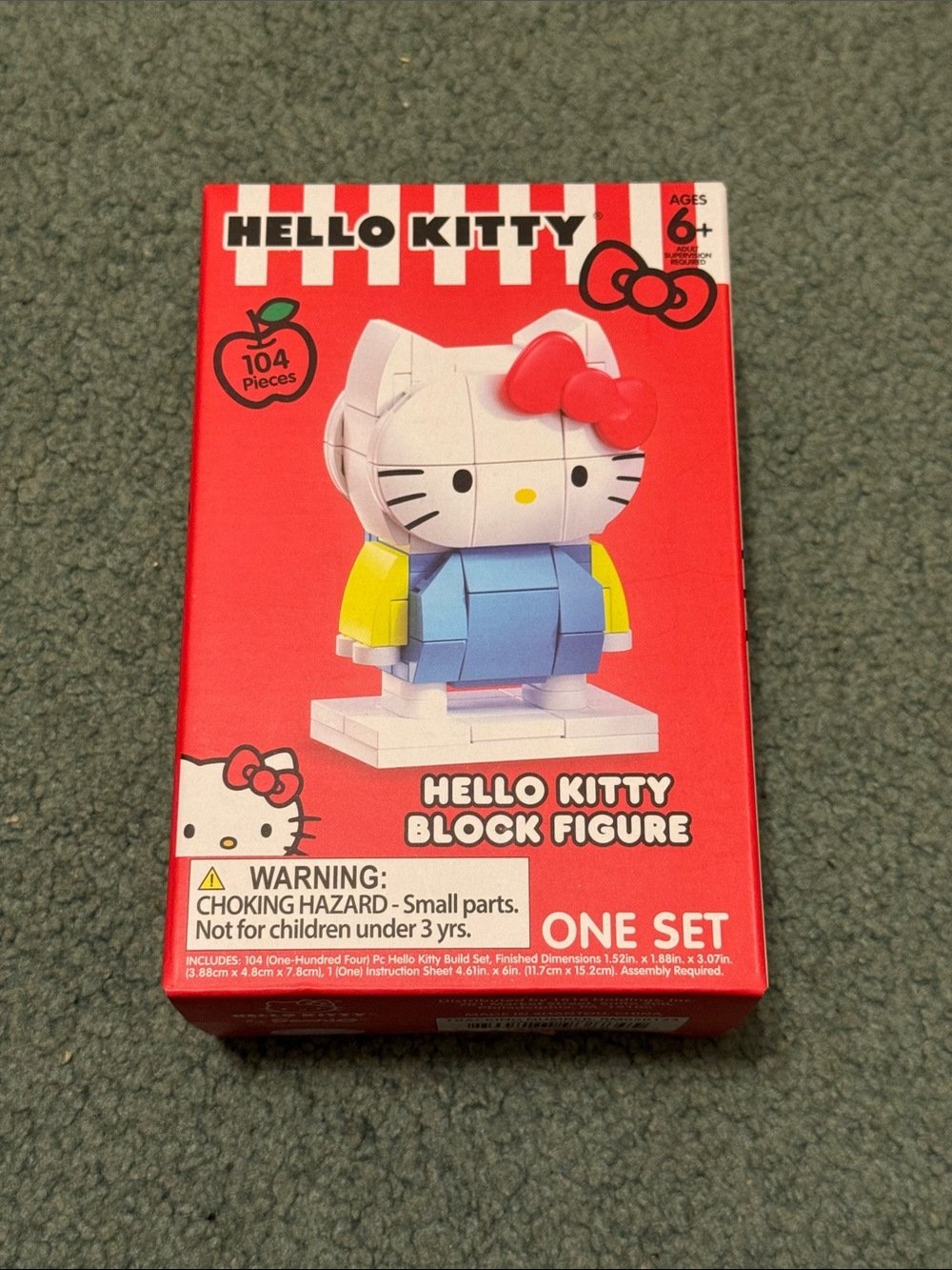 Hello Kitty Block Figure Toy - Red White Blue Yellow Red Bow